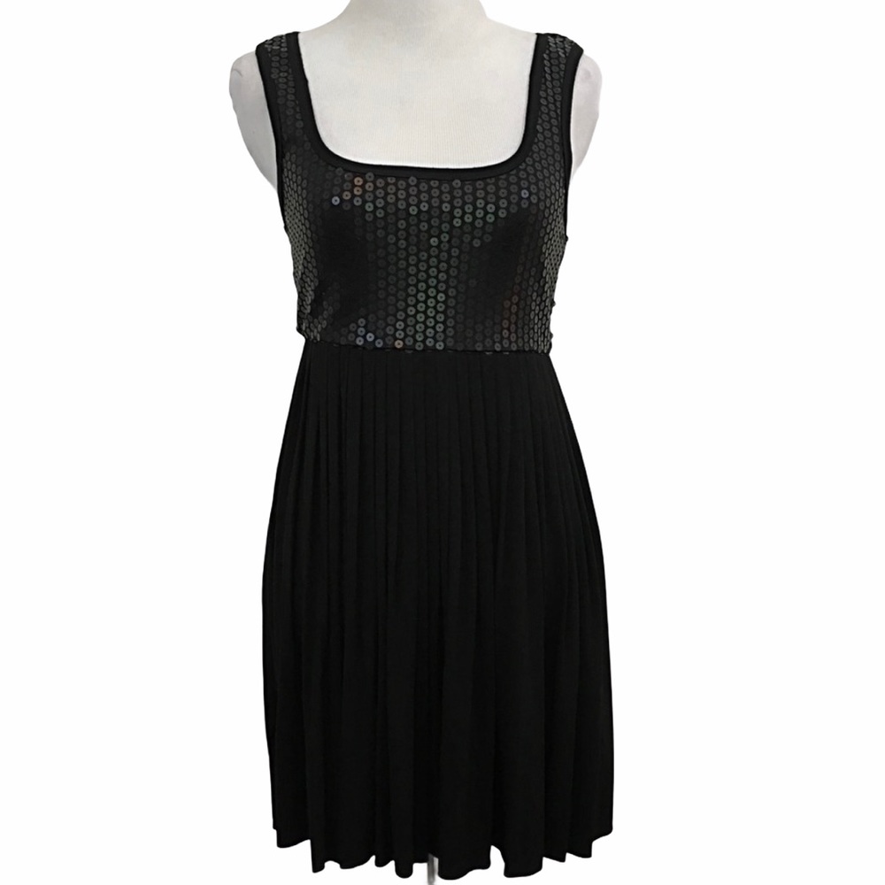 Bailey 44 Black Matte Sequin Pleated Dress
